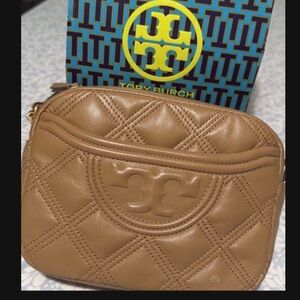 Tory Burch Brown Quilted Crossbody Bag